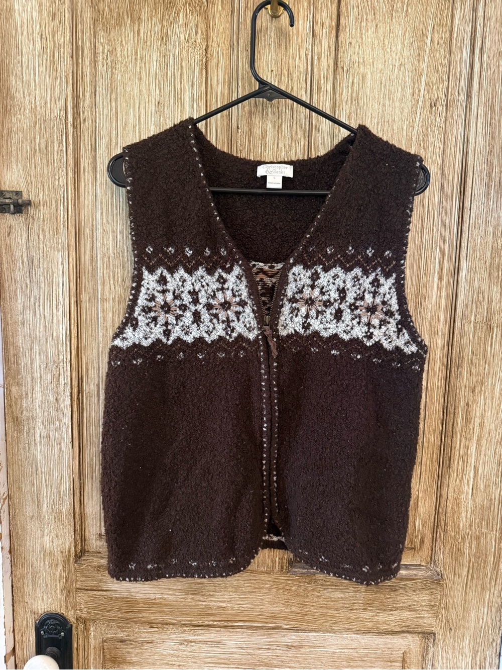 Christopher & Banks Brown Fair Isle V-Neck Sweater Vest